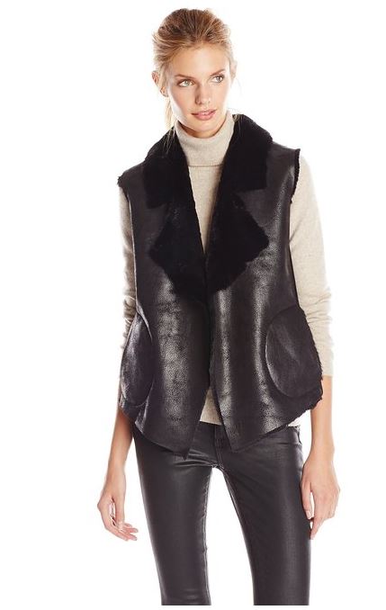 French Connection Shearling Black Vest on SALE - Shopping and Info