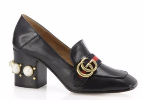 Gucci Peyton Pearl Heel Leather Loafer 