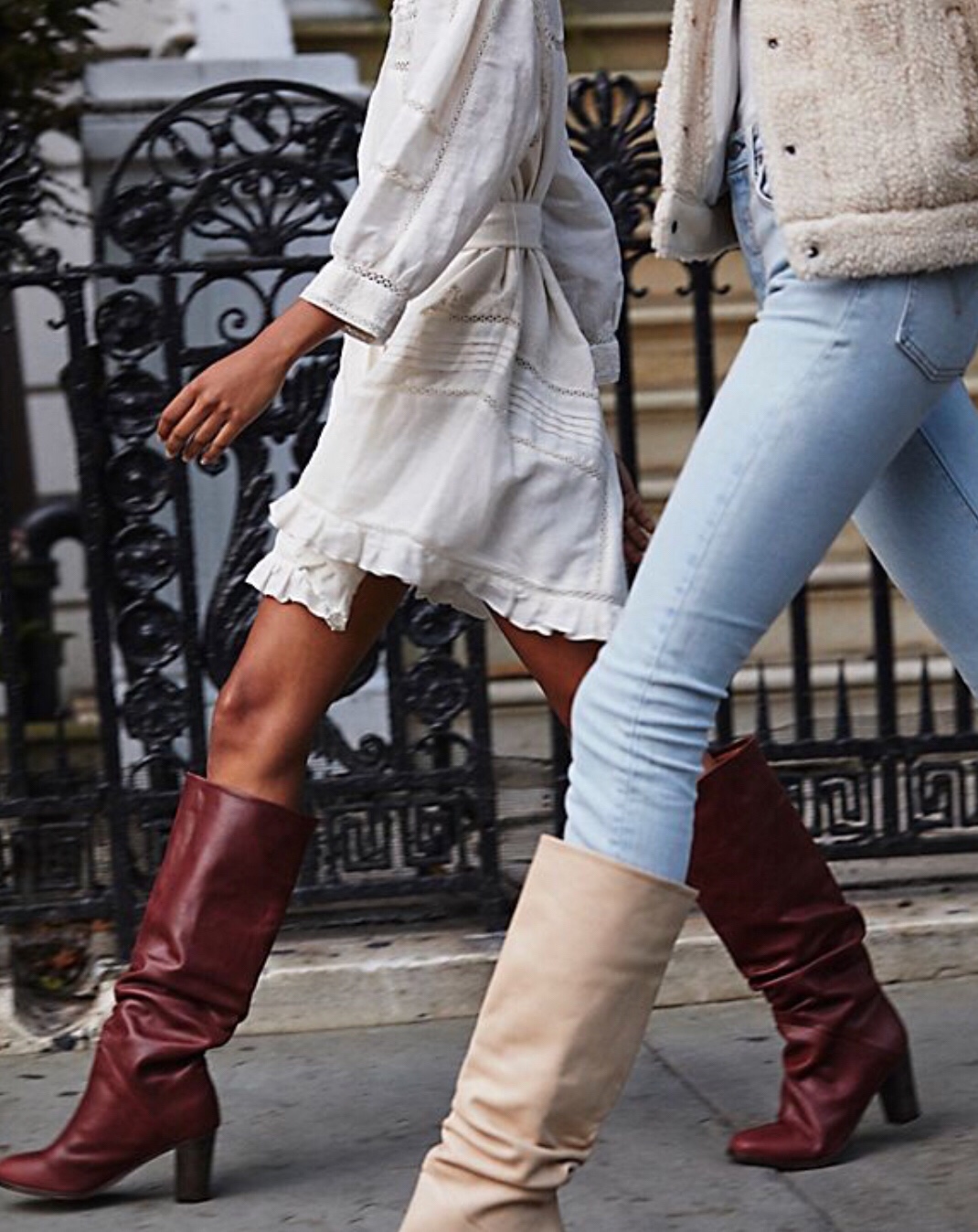 Cognac Brown Ruched Boots for Fall